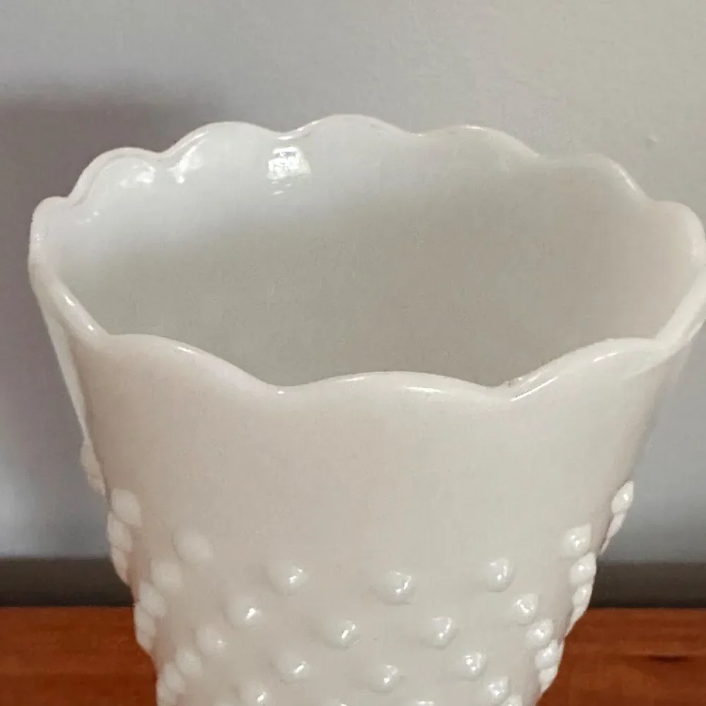 Vintage Anchor Hocking White Milk Glass Hobnail Trumpet Vase 9.75